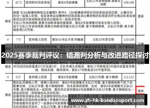 2025赛季裁判评议：错漏判分析与改进路径探讨